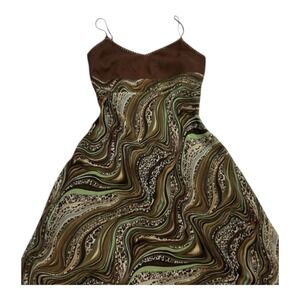 Babydoll Y2K 10 Brown Green Slip dress fairy witchy Midi  Party‎ Cocktail